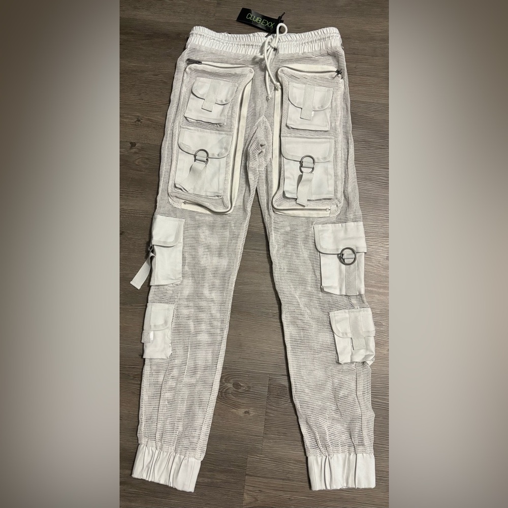 NWT Dolls Kill / Club Exx Complex Nights Fishnet Cargo Pants